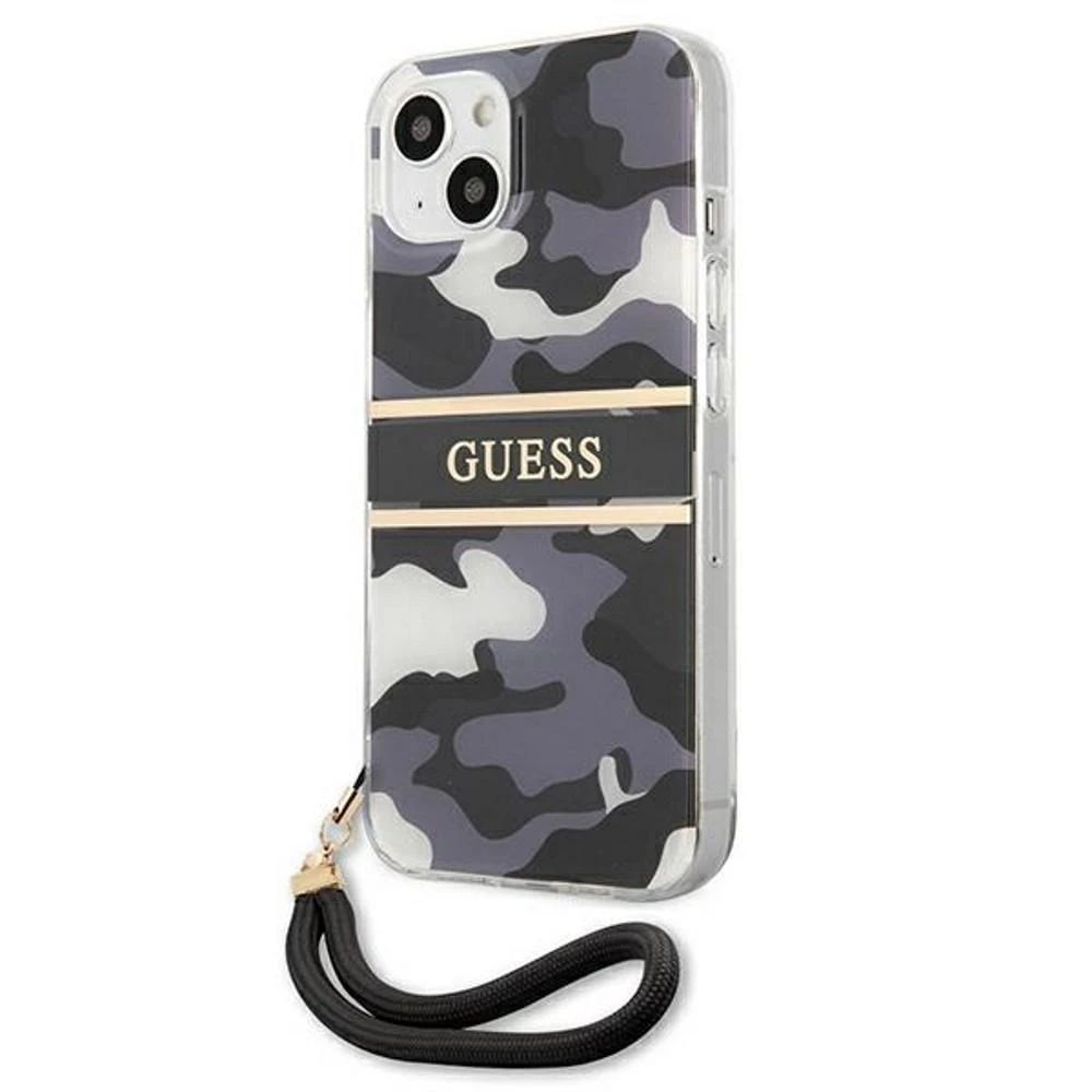 Dėklas GUESS GUHCP13LKCBBK IPHONE 13 PRO / 13 6.1 "Juodas / Juodas HARDCASE CAMO STRAP COLLECTION