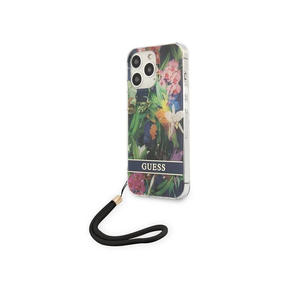 Guess GUHCP13LHFLSB Apple iPhone 13 Pro / 13 6,1" mėlynas kietas dėklas su gėlių raštu