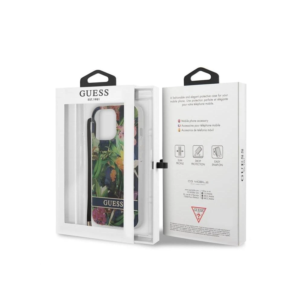 Guess GUHCP13LHFLSB Apple iPhone 13 Pro / 13 6,1" mėlynas kietas dėklas su gėlių raštu