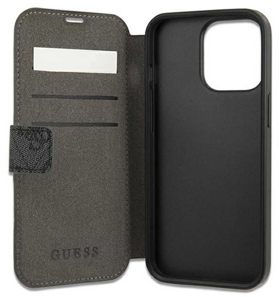 Dėklas Guess GUBKP13X4GMGGR Apple iPhone 13 Pro Max 6,7″ pilkos spalvos book 4G Big Metal Logo