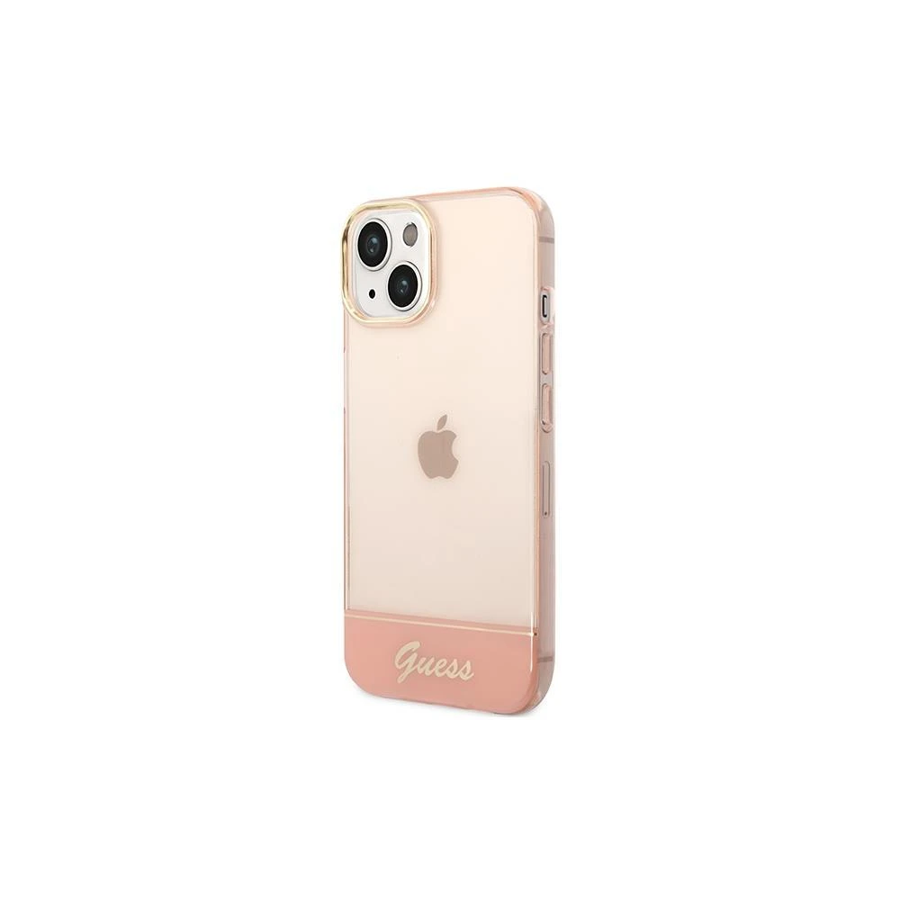 Guess GUHCP14LHGCOP iPhone 14 Pro 6.1" rožinis / rožinis kietas dėklas, permatomas