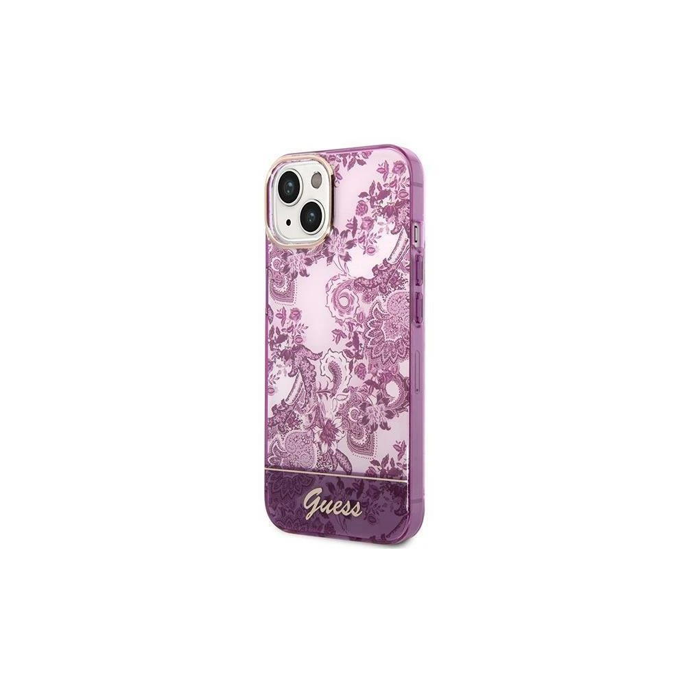 GUESS GUHCP14LHGPLHF IPHONE 14 PRO 6.1" FUKSIJOS SPALVOS KIETAS DĖKLAS SU PORCELANO KOLEKCIJA
