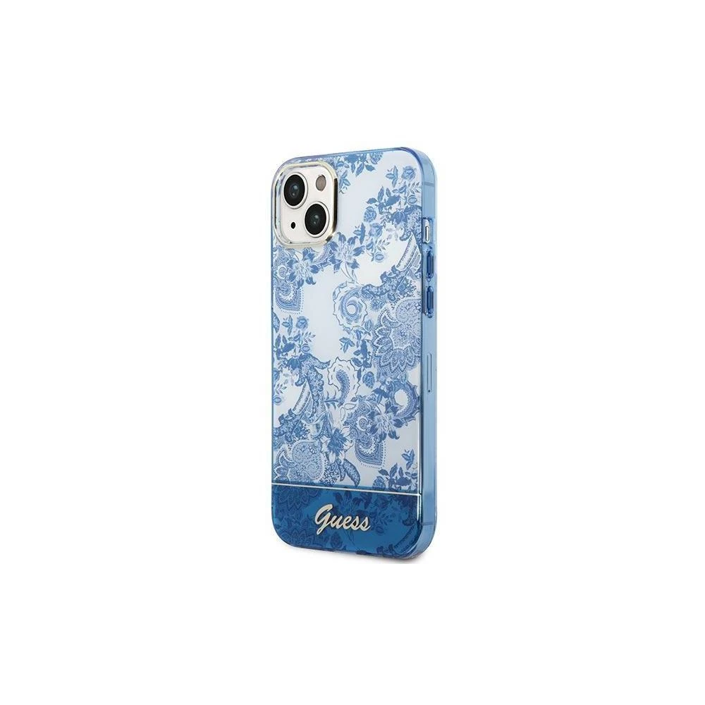 Guess GUHCP14XHGPLHB Apple iPhone 14 Pro Max 6,7″ mėlynas kietas dėklas Porcelain Collection
