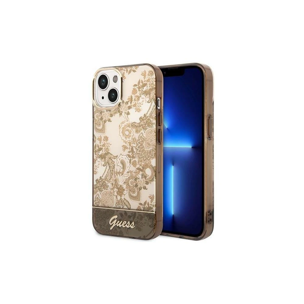 Apple iPhone 14 Pro Max Guess dėklas Porcelain Collection aukso spalvos