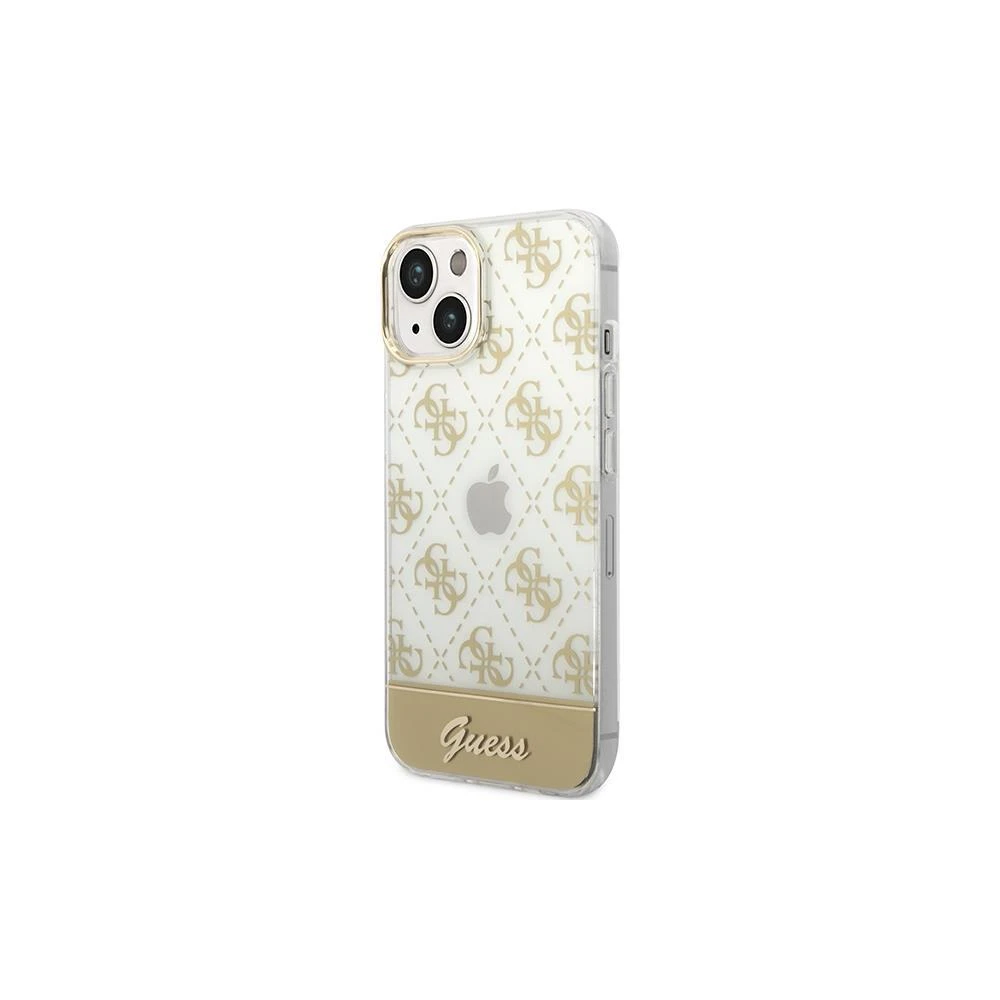 Guess GUHCP14XHG4MHG Apple iPhone 14 Pro Max6,7" auksinis kietasis dėklas 4G modelio scenarijus