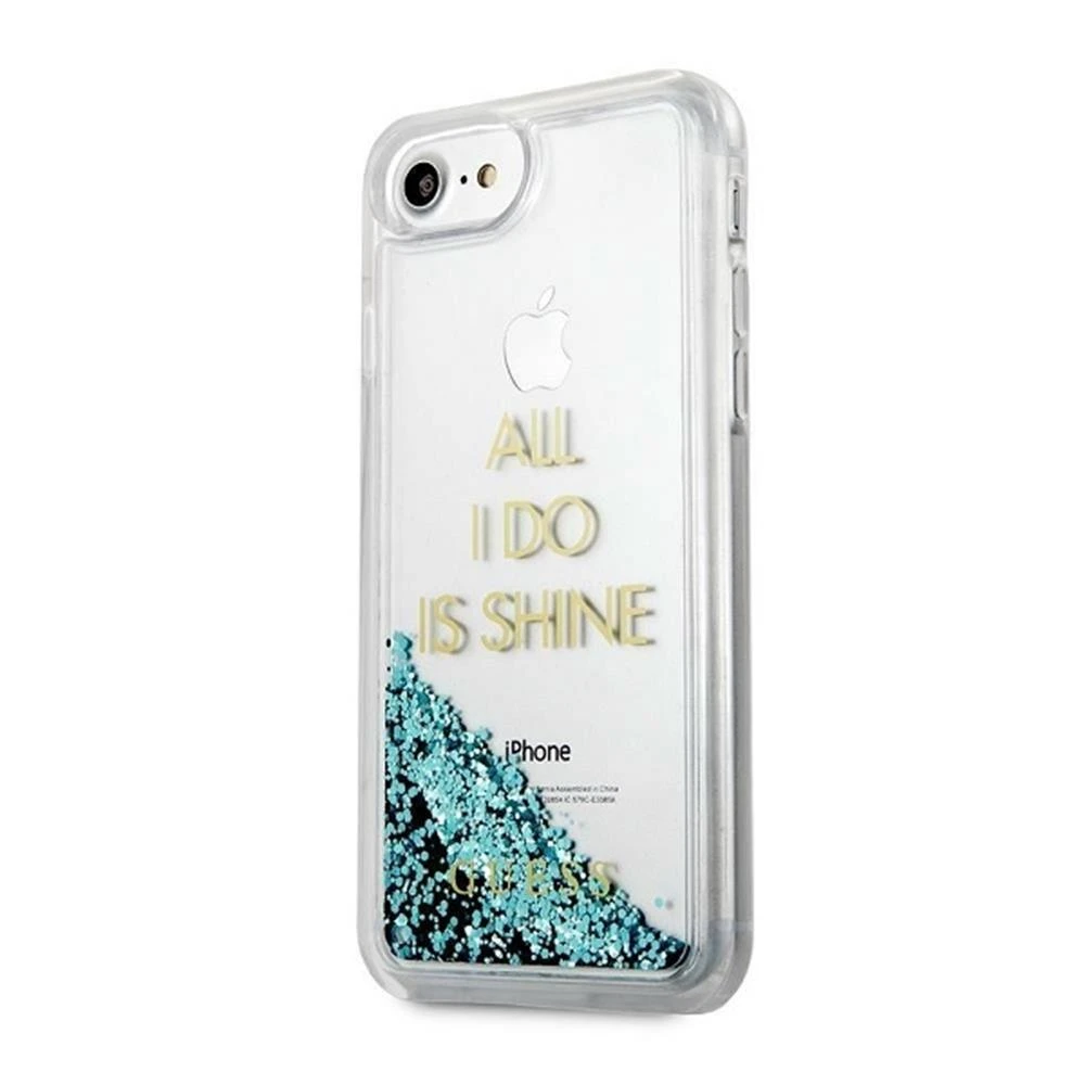 Guess GUHCP7GLUQBL Apple iPhone 6/7/8/SE 2020 / SE 2022 mėlynas kietas dėklas Liquid Glitter Party