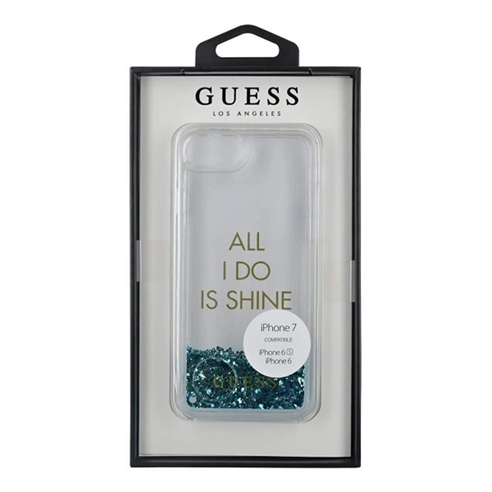 Guess GUHCP7GLUQBL Apple iPhone 6/7/8/SE 2020 / SE 2022 mėlynas kietas dėklas Liquid Glitter Party