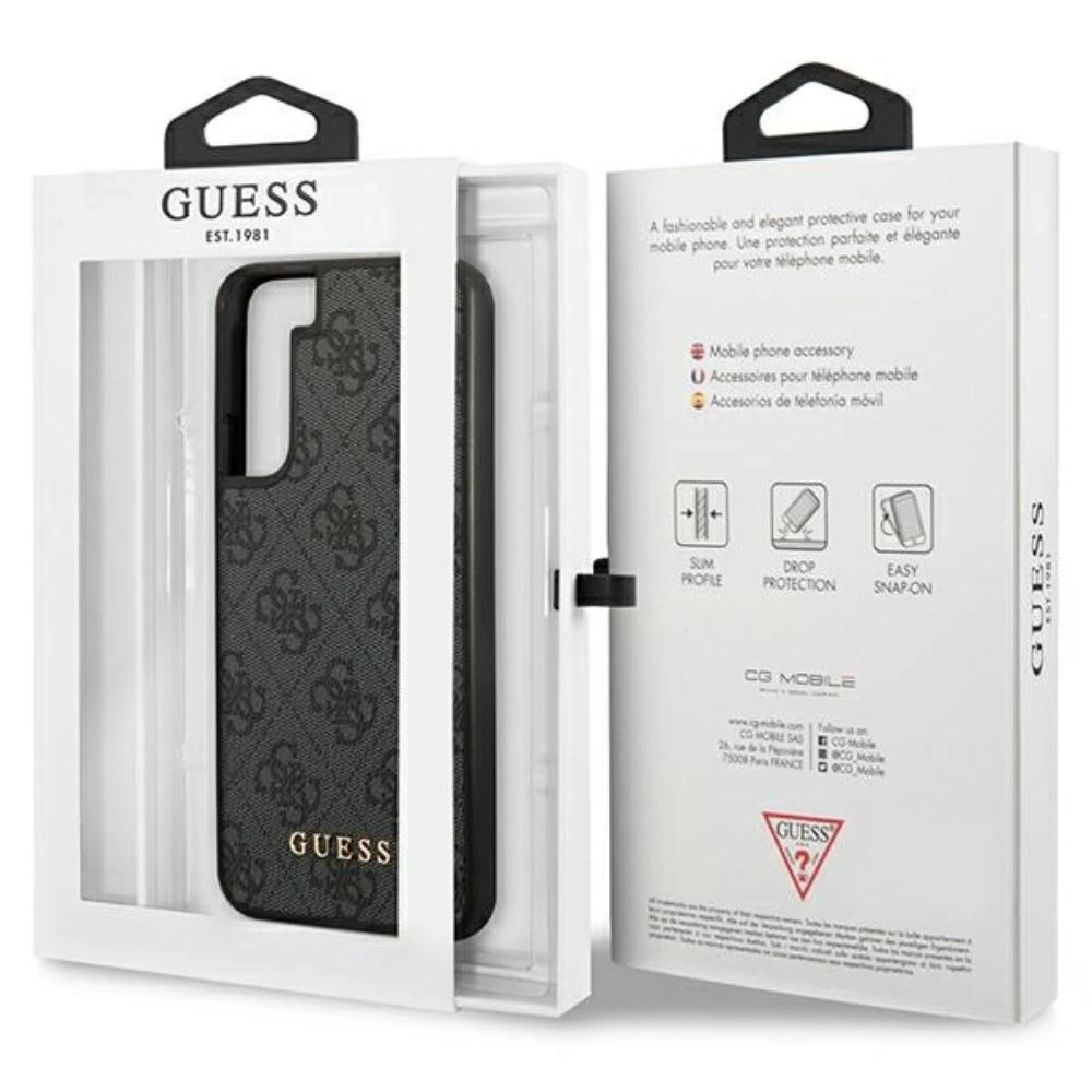 Samsung Galaxy S23 Guess dėklas 4G Metal Gold Logo (GUHCS23SG4GFGR) pilkos spalvos
