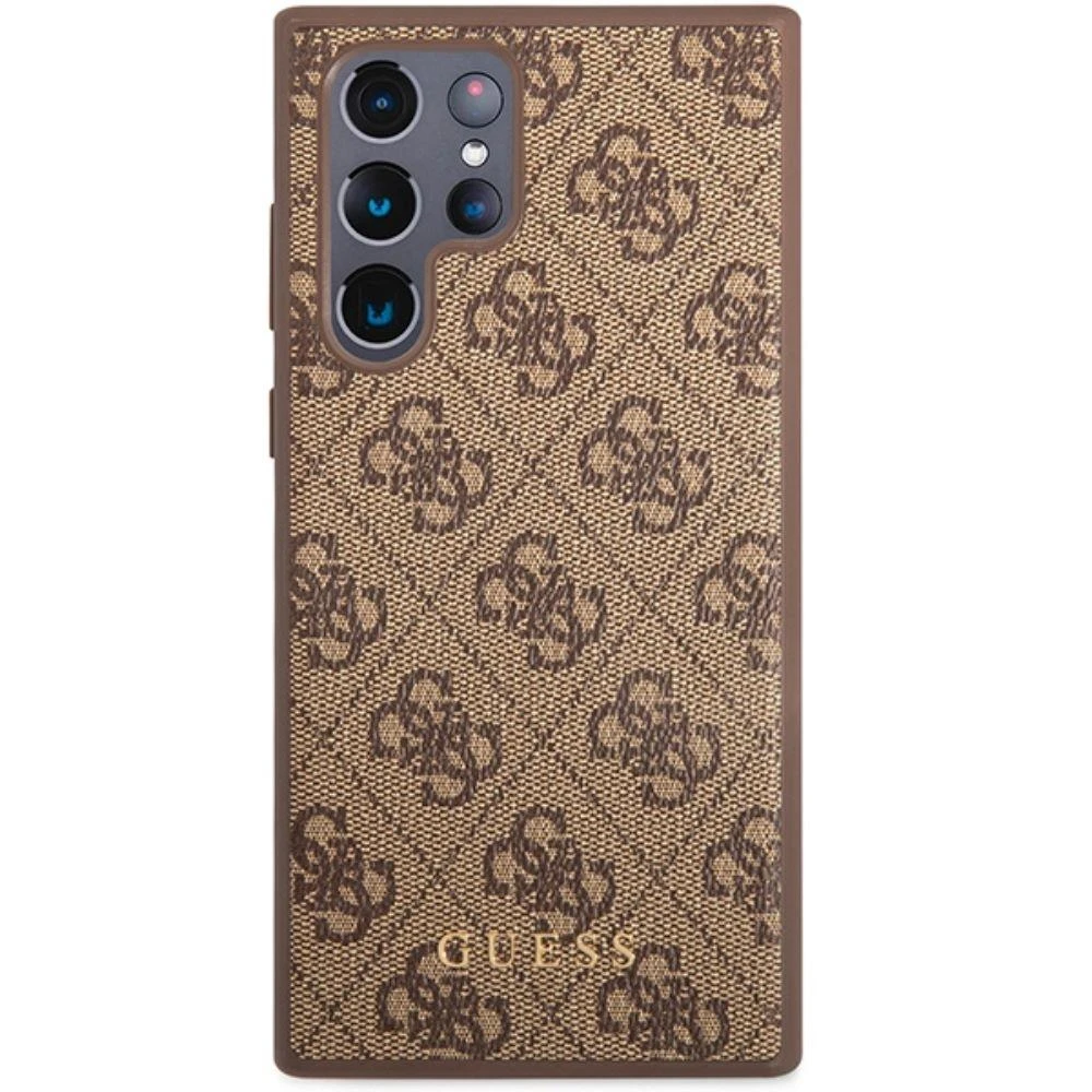 Guess GUHCS23LG4GFBR S23 Ultra S918 rudos spalvos kietas dėklas 4G Metal Gold Logo