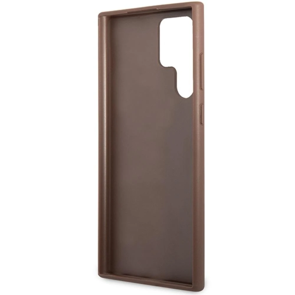 Guess GUHCS23LG4GFBR S23 Ultra S918 rudos spalvos kietas dėklas 4G Metal Gold Logo