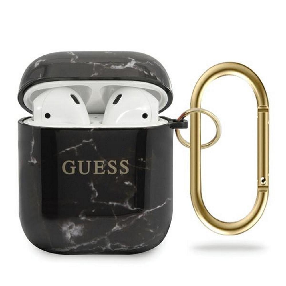 Guess GUACA2TPUMABK AirPods 1/2 cover juoda/juodas Marble Collection