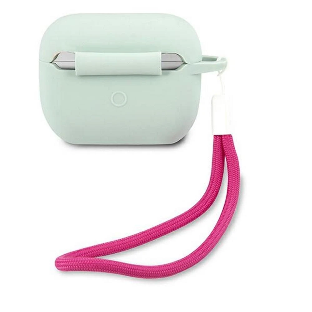 Šviesiai žalias AirPods Pro dėklas su rožine virvele