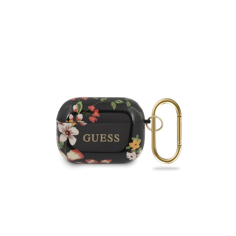 Guess Apsauginis dėklas GUACAPTPUBKFL04 N.4 Flower Collection, skirtas AirPods Pro juodai raudonas