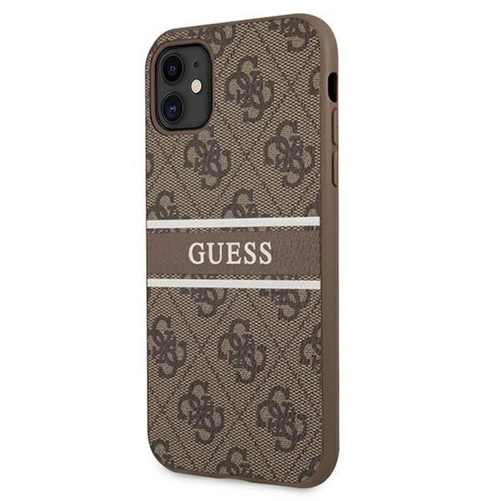 Guess GUHCN614GDBR Apple iPhone 11 6,1″ / Xr rudos spalvos kietas dėklas 4G Stripe
