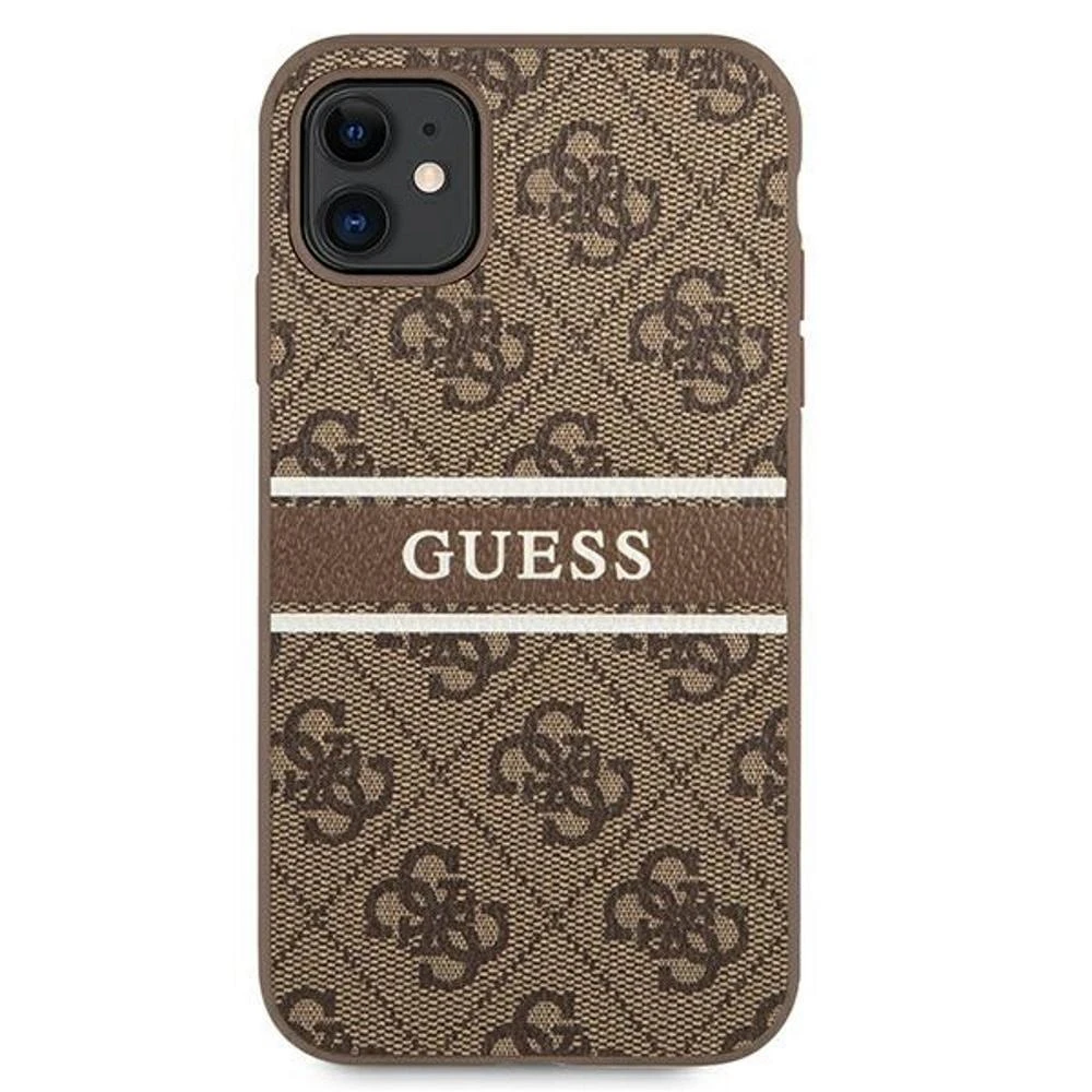 Guess GUHCN614GDBR Apple iPhone 11 6,1″ / Xr rudos spalvos kietas dėklas 4G Stripe