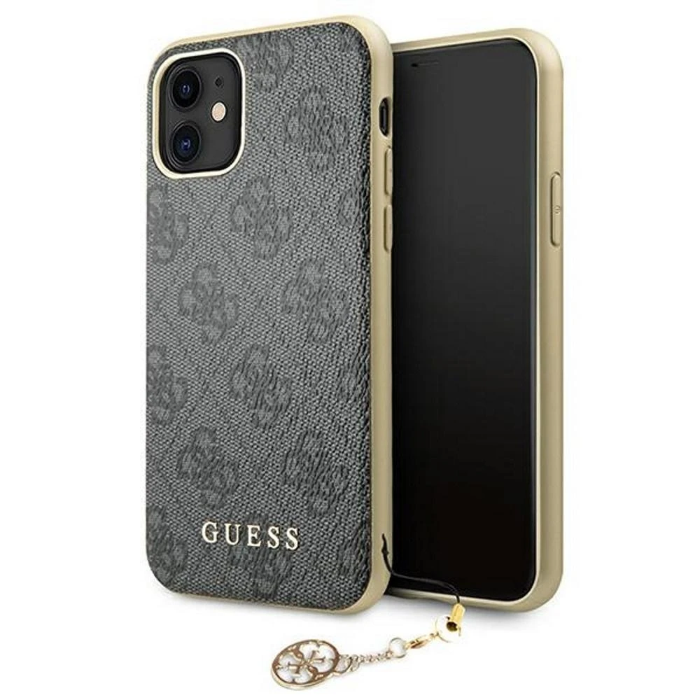 Guess GUHCN61GF4GGR Apple iPhone 11 6,1″ / Xr pilkas kietas dėklas 4G Charms Collection