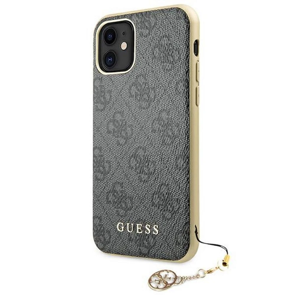 Guess GUHCN61GF4GGR Apple iPhone 11 6,1″ / Xr pilkas kietas dėklas 4G Charms Collection