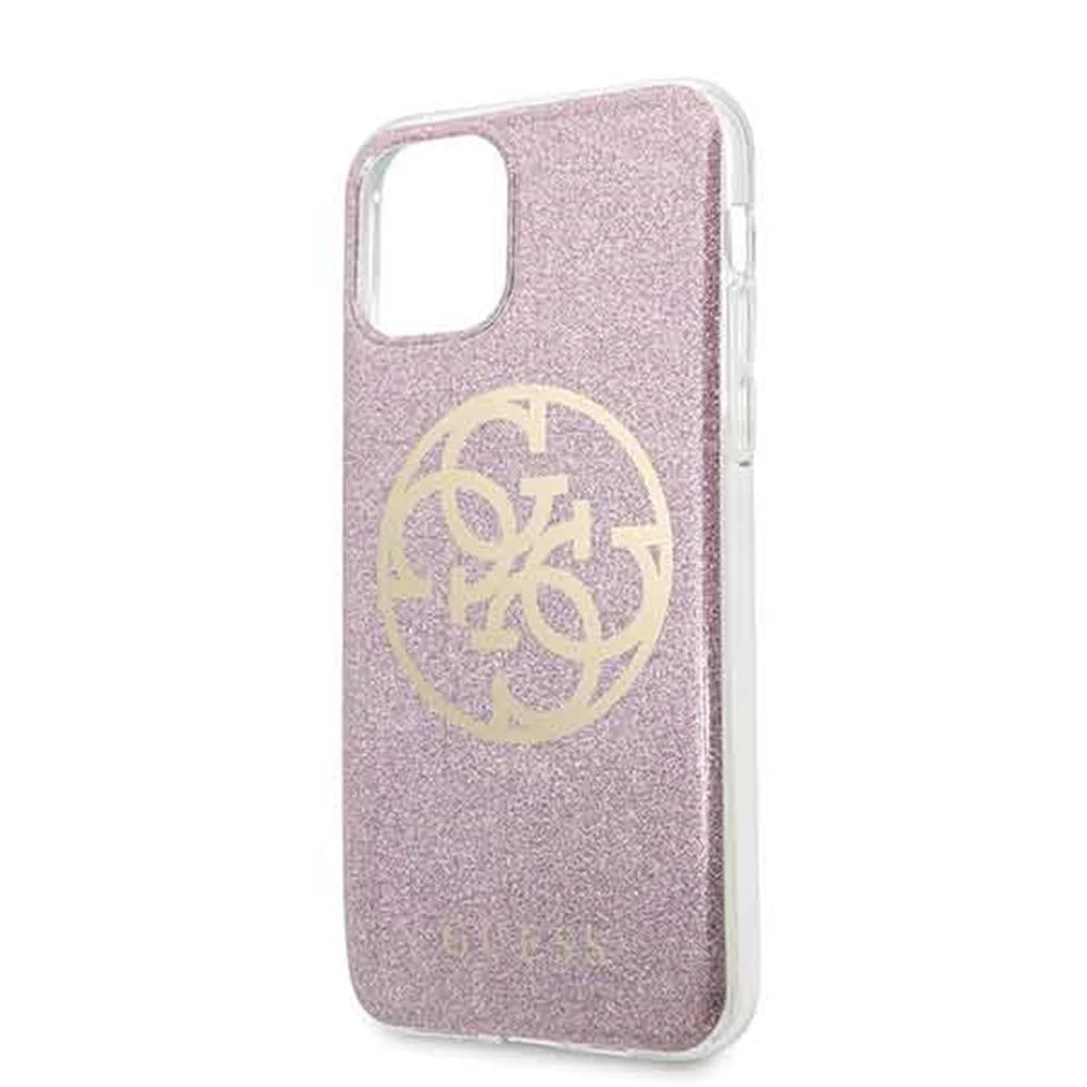 Guess GUHCN58PCUGLPI iPhone 11 Pro rožinė/rožinė kietas dėklas 4G Circle Blizgučiai