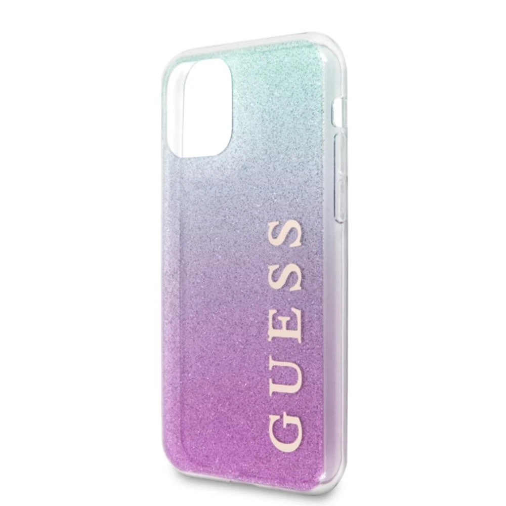 Guess dėklas, skirtas iPhone 11 Pro Max GUHCN65PCUGLPBL rožinės-mėlynos spalvos kietas dėklas Glitter Gradient