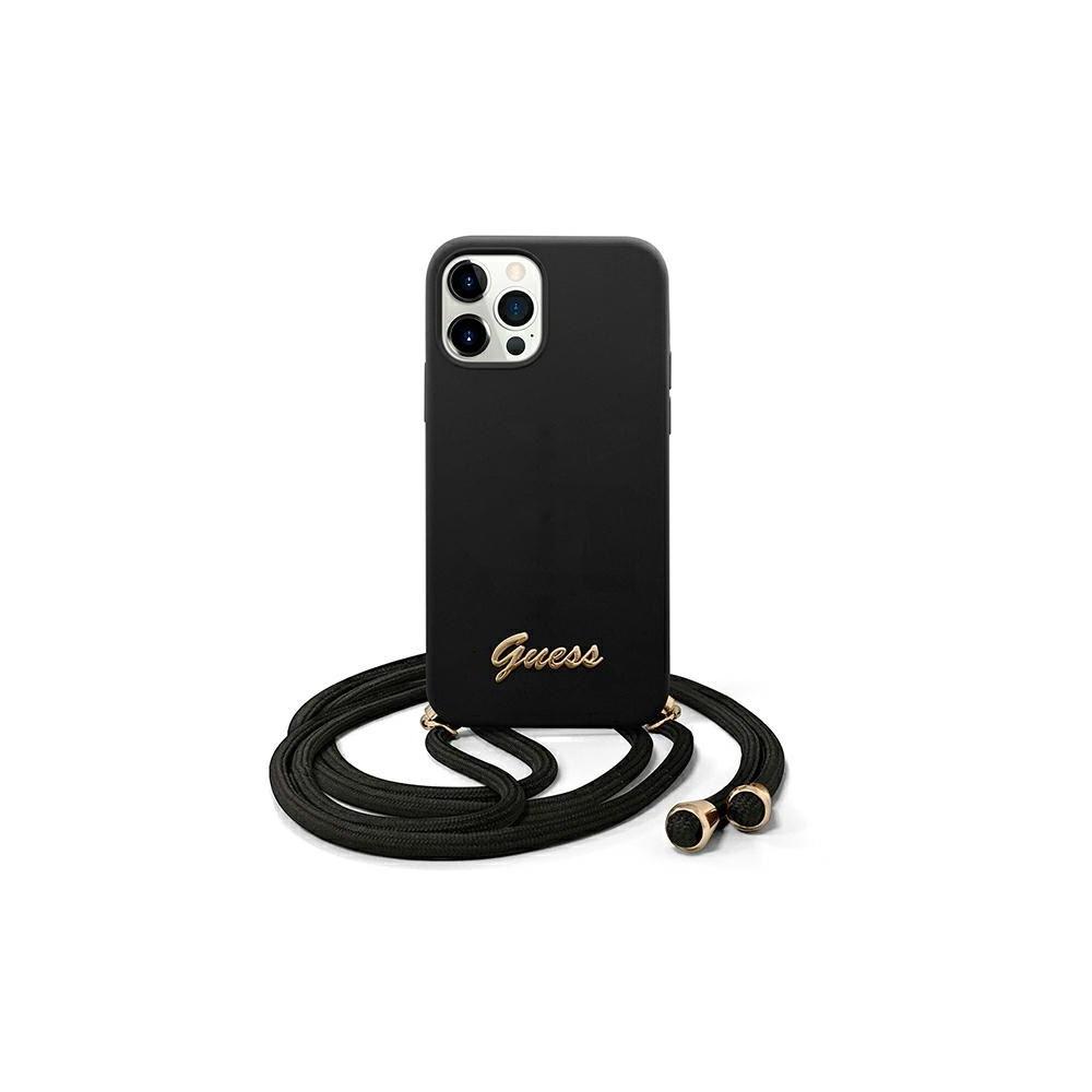 Dėklas Guess GUHCP12MLSCLMGBK iPhone12/12 Pro 6,1" juoda/juodas hardcase Metal Logo Cord