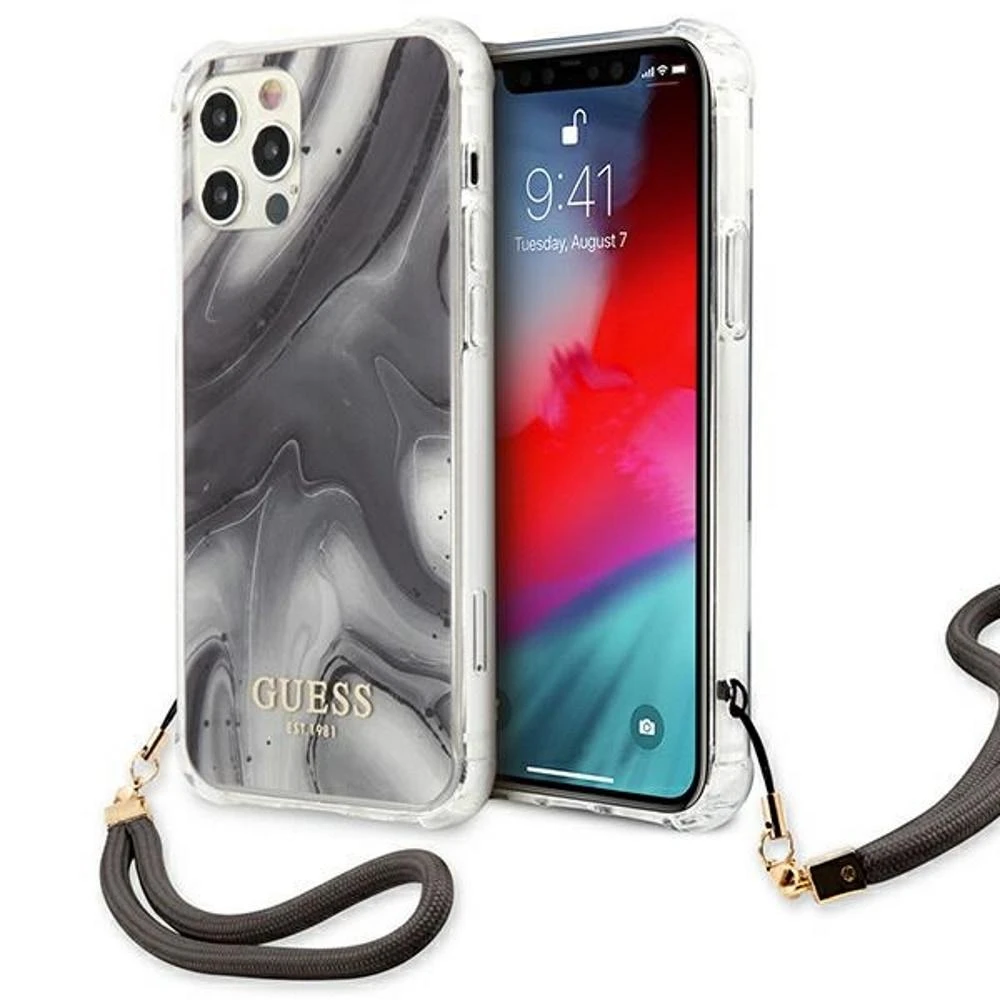 Dėklas Guess GUHCP12MKSMAGR Apple iPhone 12/12 Pro 6,1" pilkos spalvos hardcase Marble Collection