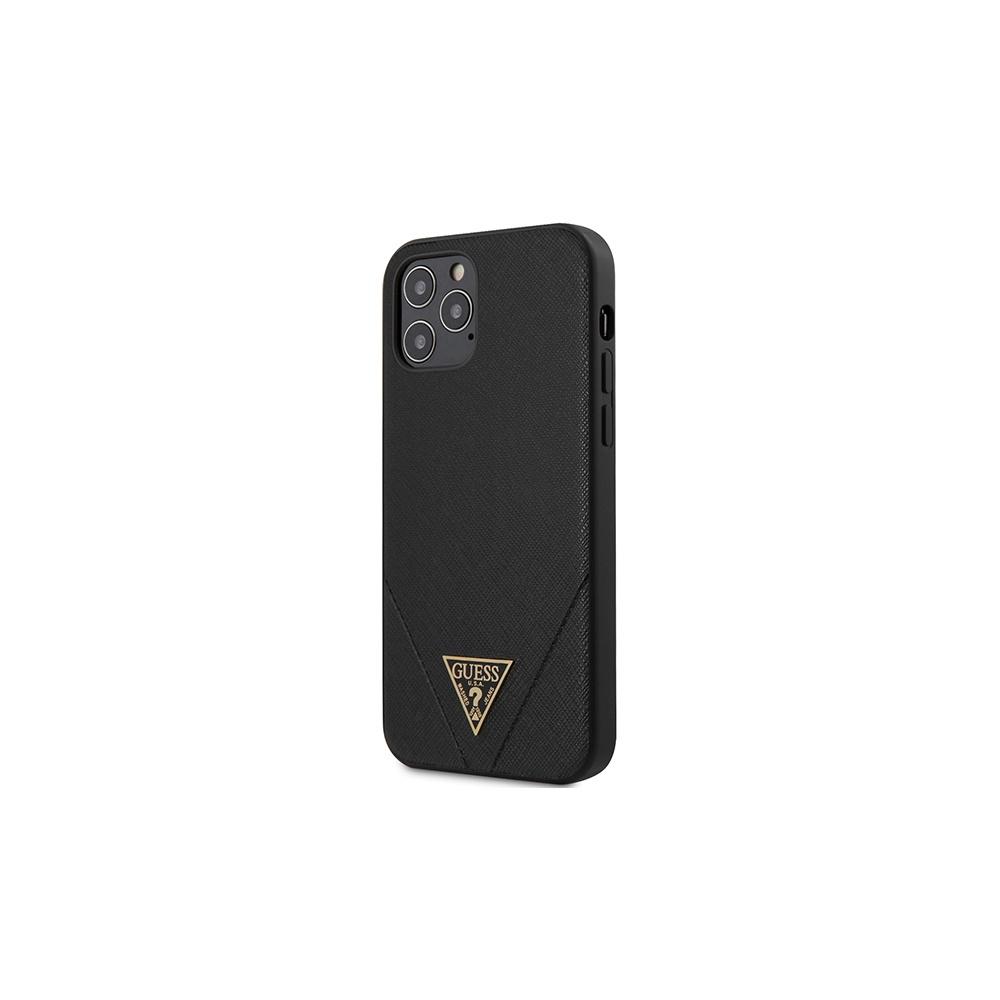 Original Apple iPhone 12 Mini Guess Hardcase Saffiano (GUHCP12SVSATMLBK) dėklas telefonui juodos spalvos