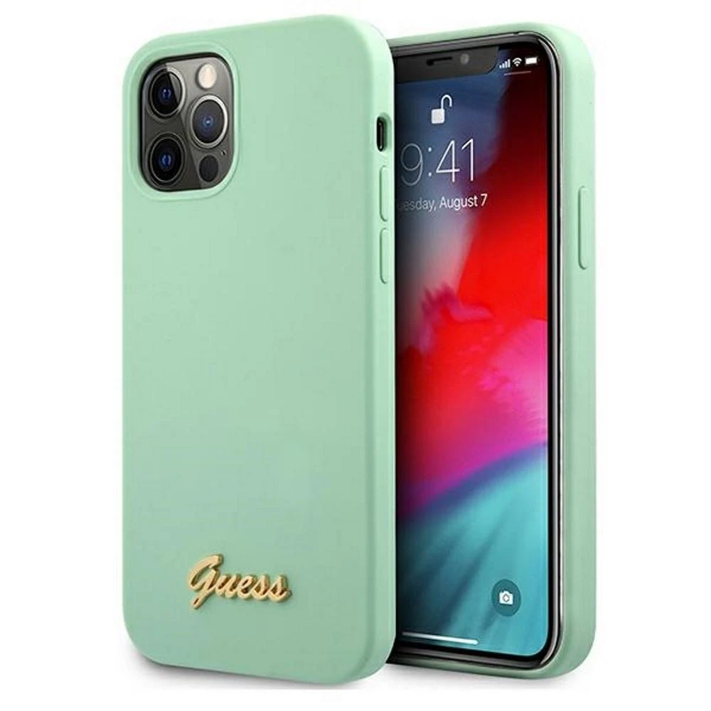 „Guess“ metalinis logotipo dėklas iPhone 12 Pro Max 6.7" - Žalias
