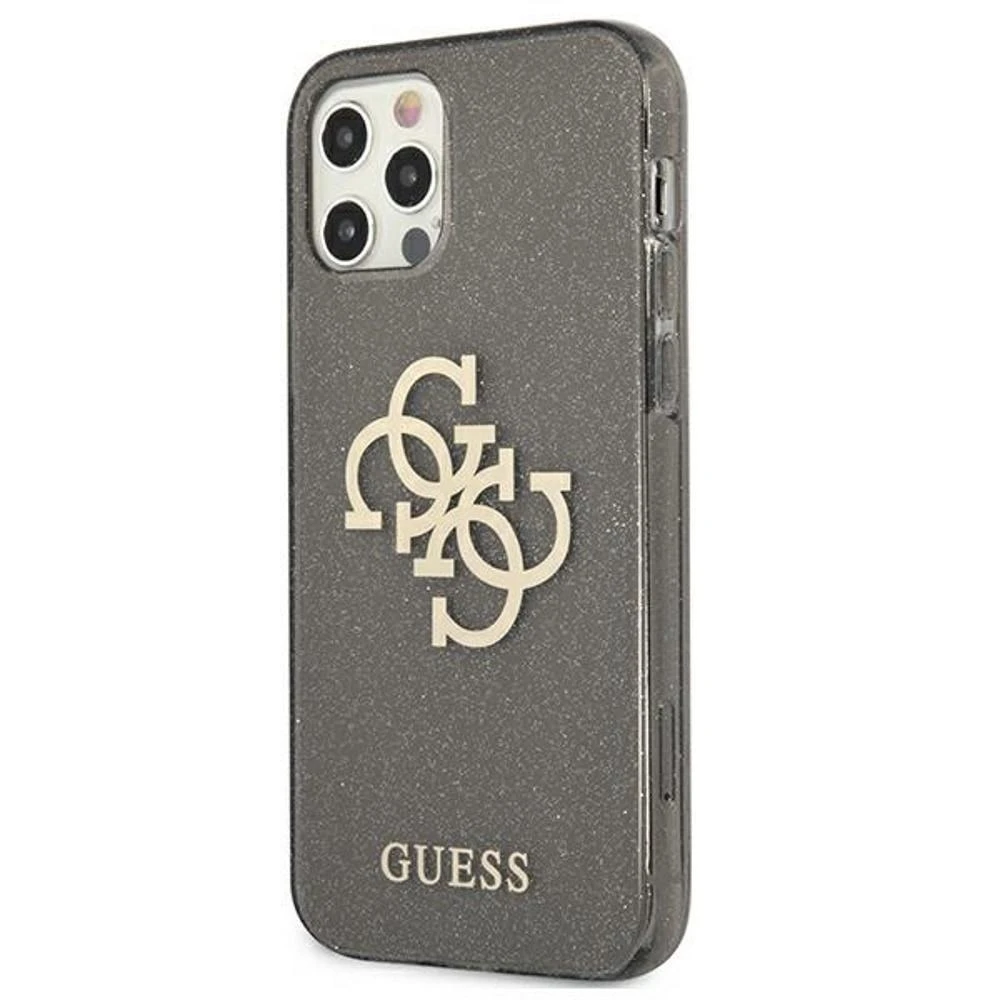 Dėklas GUESS GUHCP12LPCUGL4GBK HARD CASE 4G BIG LOGO GLITTER IPHONE 12 PRO MAX Juodas
