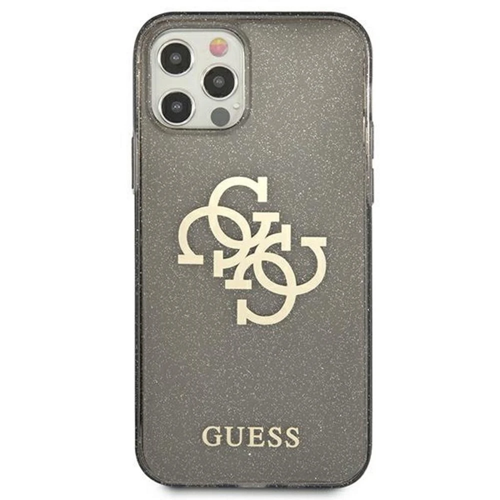 Dėklas GUESS GUHCP12LPCUGL4GBK HARD CASE 4G BIG LOGO GLITTER IPHONE 12 PRO MAX Juodas