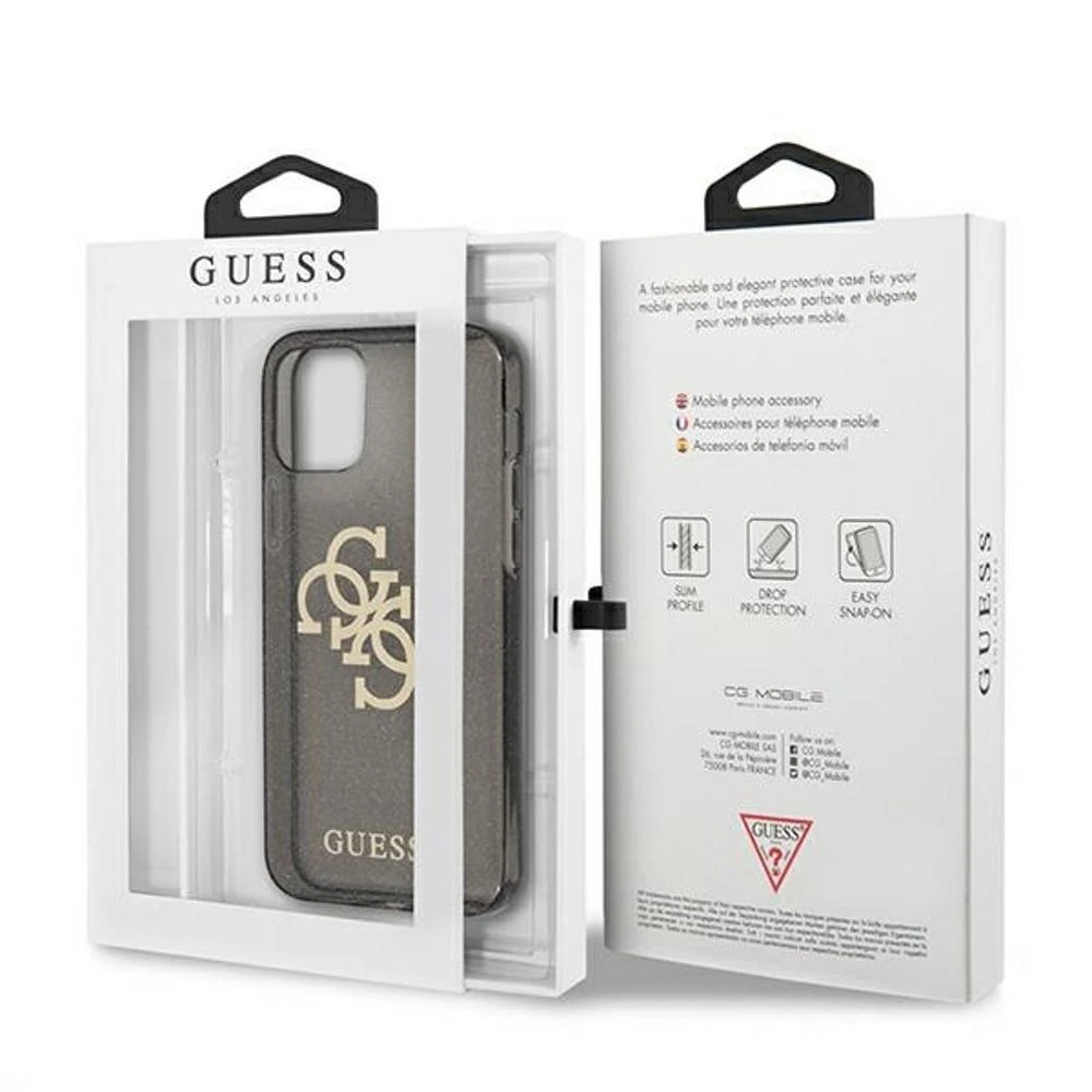 Dėklas GUESS GUHCP12LPCUGL4GBK HARD CASE 4G BIG LOGO GLITTER IPHONE 12 PRO MAX Juodas