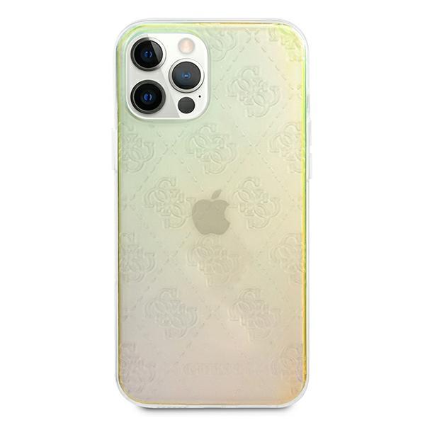Guess GUHCP12L3D4GIRBL iPhone 12 Pro Max 6,7 colių opalinis / vaivorykštinis kietasis dėklas, 4G 3D raštų kolekcija