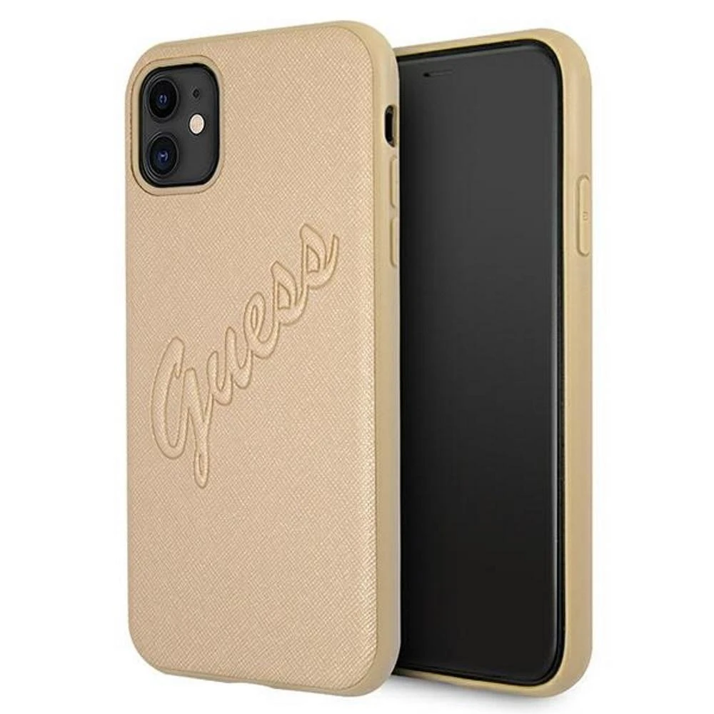 GUESS GUHCP12LRSAVSLG KIETUS DĖKLAS SAFFIANO VINTAGE IPHONE 12 PRO MAX GOLD
