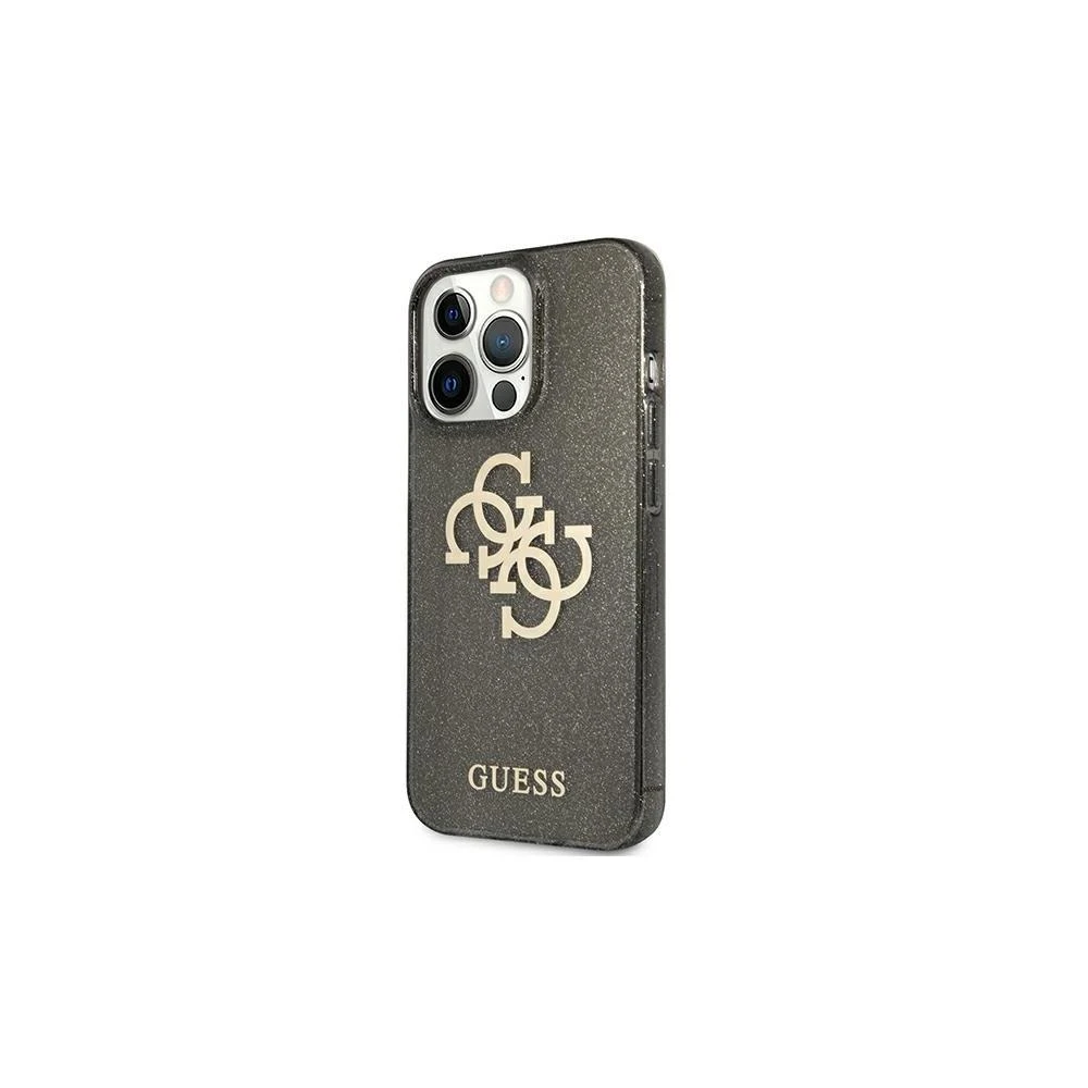 Dėklas GUHCP13MPCUGL4GBK Guess TPU Big 4G Full Glitter Case, skirtas iPhone 13, juodas
