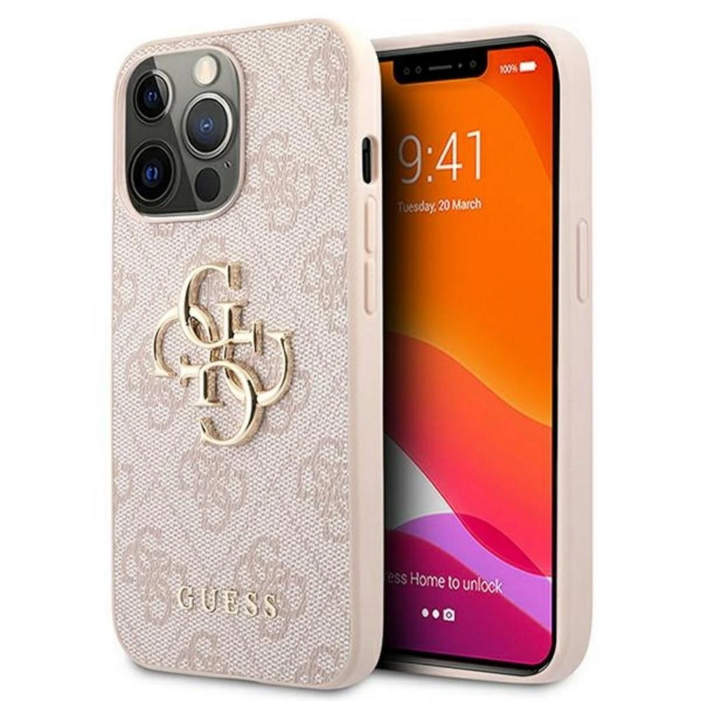Apple iPhone 13 6,1″ Guess dėklas 4G Big Metal Logo GUHCP13M4GMGPI rožinės spalvos