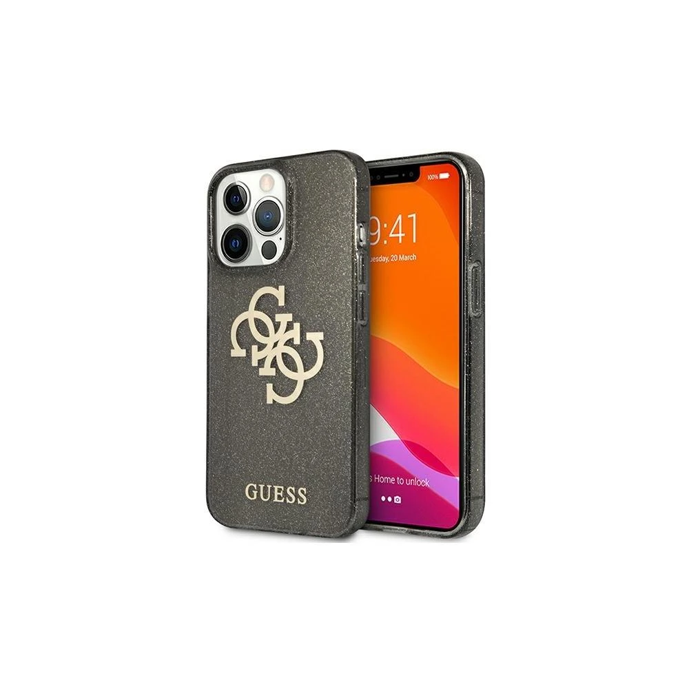 Dėklas GUESS HARDCASE 4G GUHCP13SPCUGL4GBK IPHONE 13 MINI GLITTER BIG LOGO Juodas