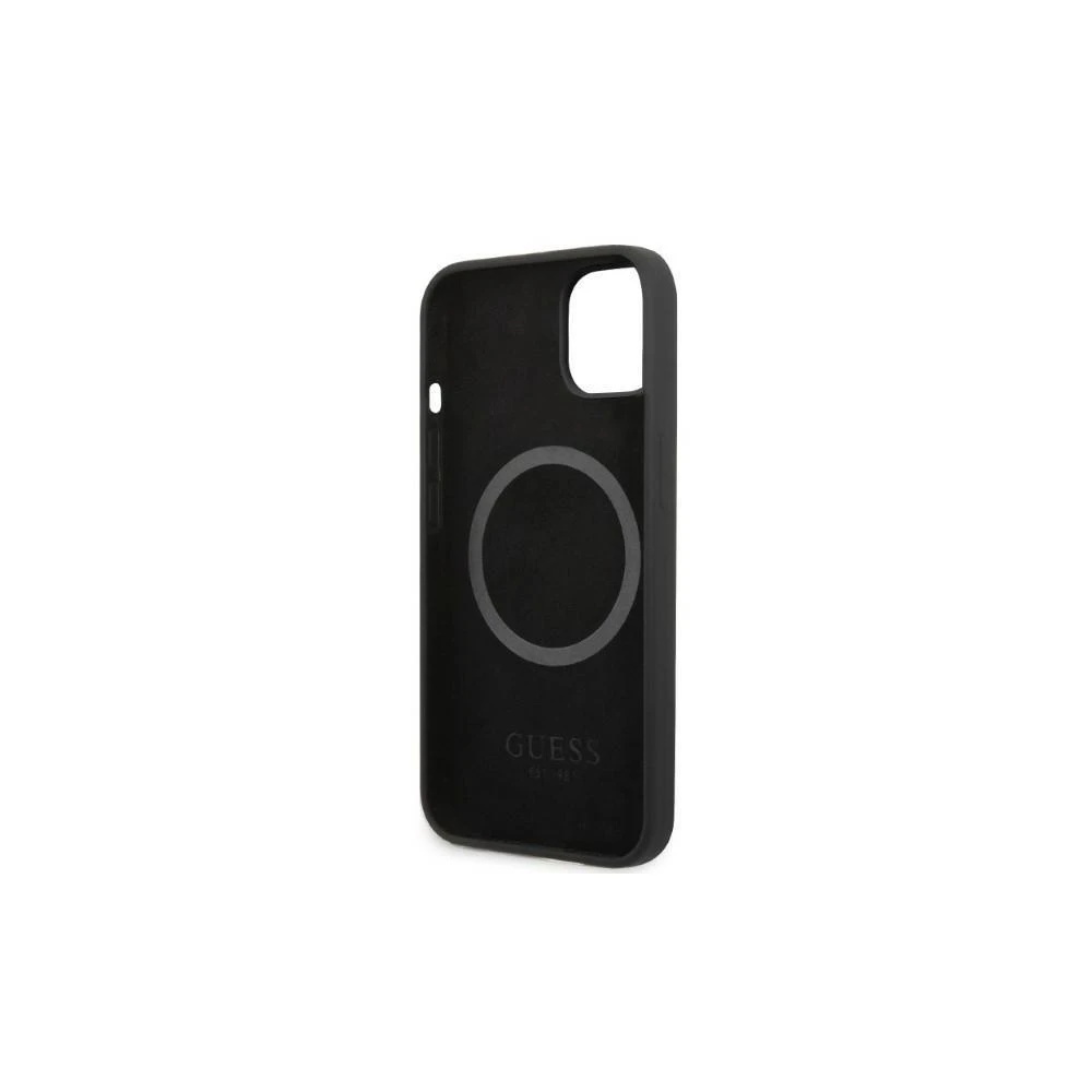 Guess GUHMP13LSPLK Apple iPhone 13 Pro / 13 6,1″ juodos spalvos kietas dėklas Silicone Logo Plate MagSafe