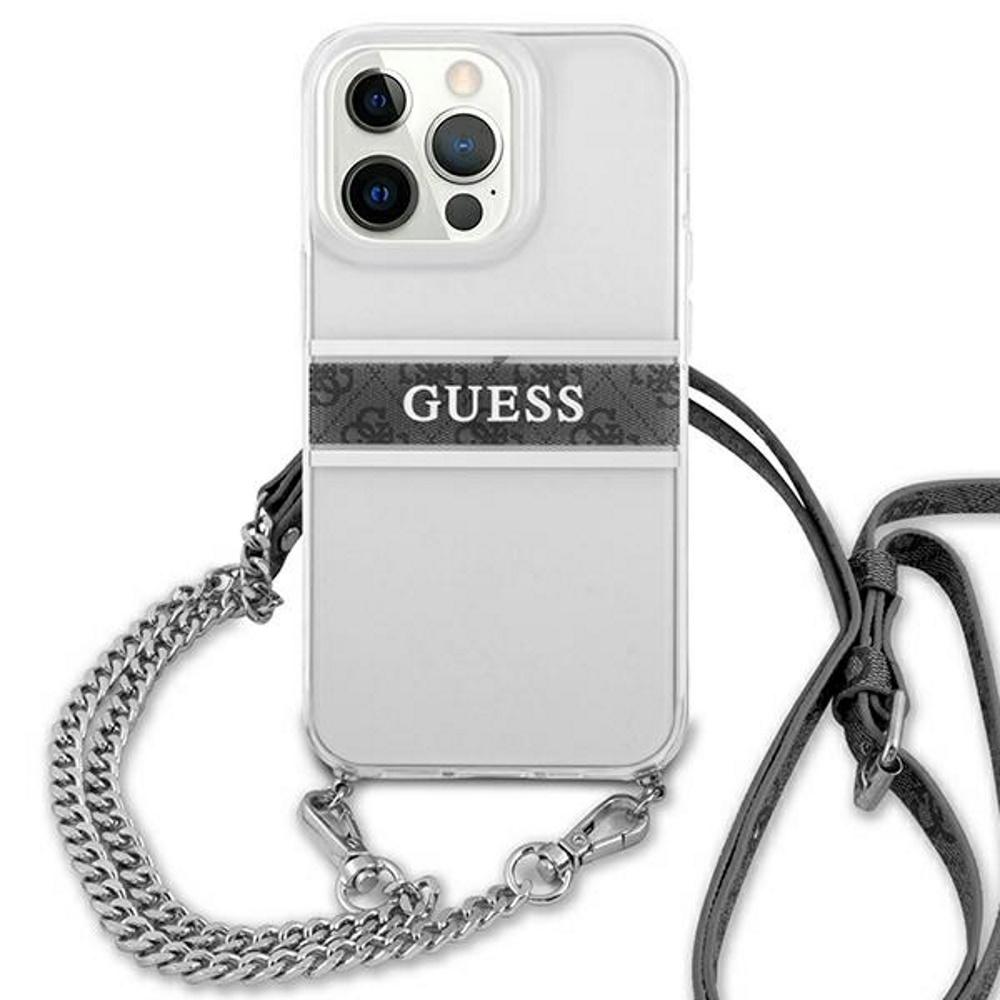Dėklas Guess GUHCP13LKC4GBSI iPhone 13 Pro / 136,1" Transparent hardcase 4G Pilkas Strap Sidabrinis Chain