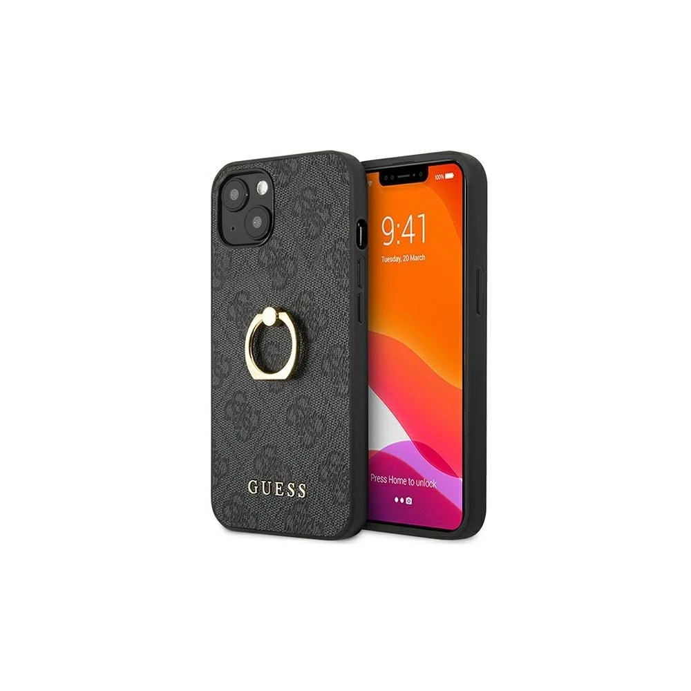 Guess GUHCP13X4GMRGR iPhone 13 Pro Max 6,7" pilkas/pilkas kietas 4G dėklas su žiediniu stovu