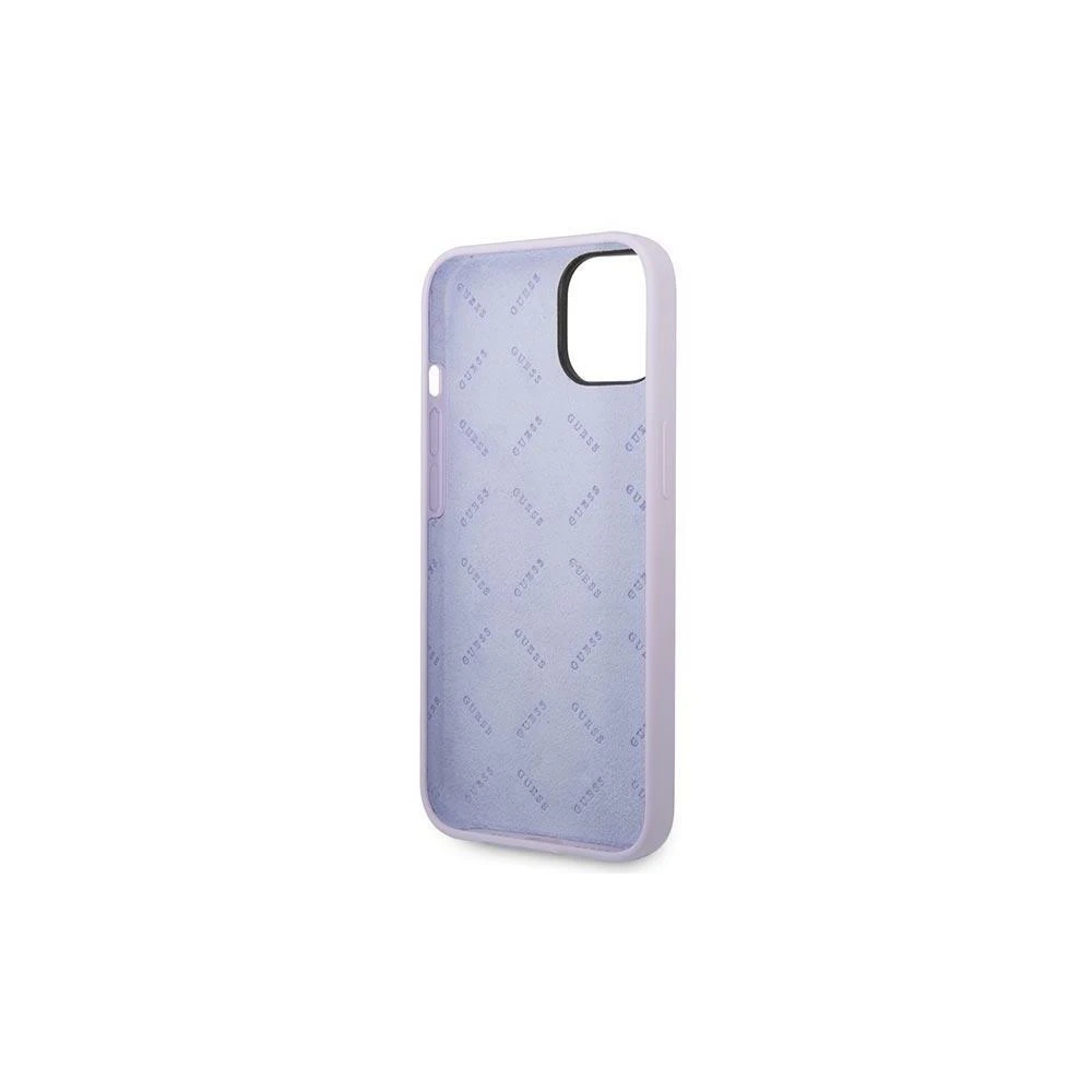 Guess GUHCP14LSLSMU Apple iPhone 14 Pro 6,1″ violetinės spalvos kietas dėklas Silicone Vintage Gold Logo