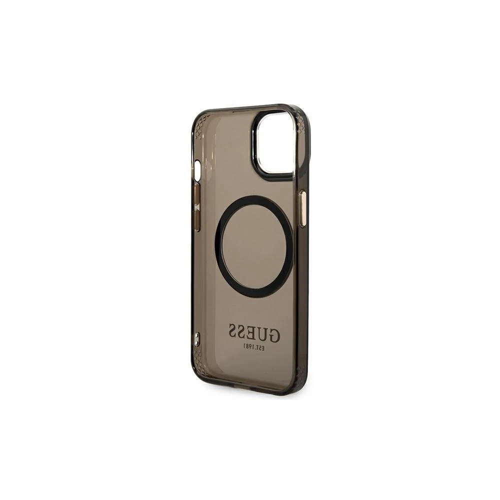 Guess GUHMP14XHTCMK Apple iPhone 14 Pro Max 6,7″ juodos spalvos kietas dėklas Gold Outline Translucent MagSafe