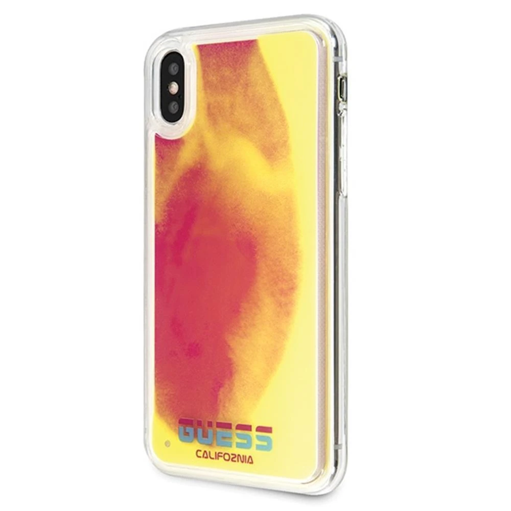 Guess GUHCPXGLCPI iPhone X/Xs rožinė /rožinis kietas dėklas California Glow in the dark