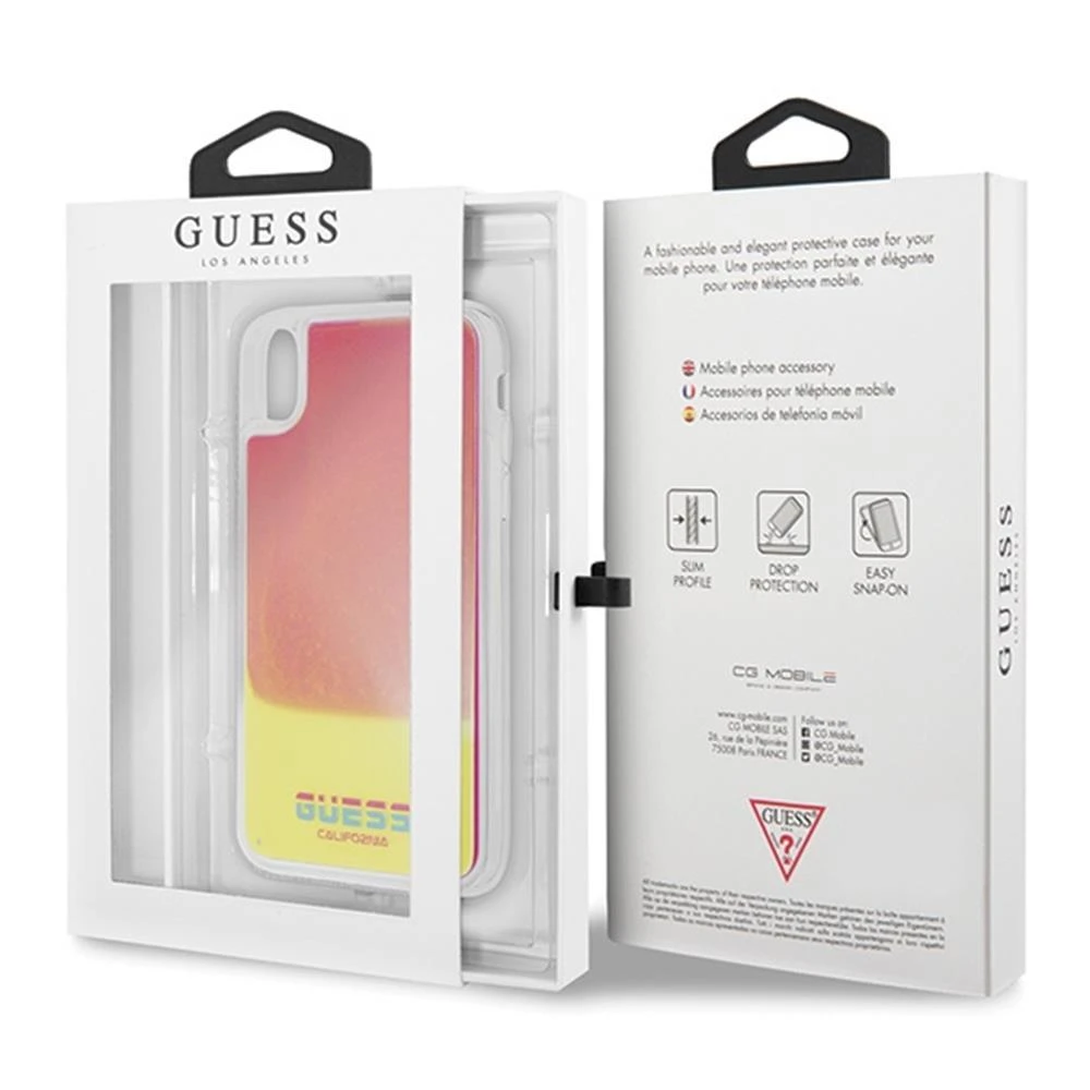 Guess GUHCPXGLCPI iPhone X/Xs rožinė /rožinis kietas dėklas California Glow in the dark