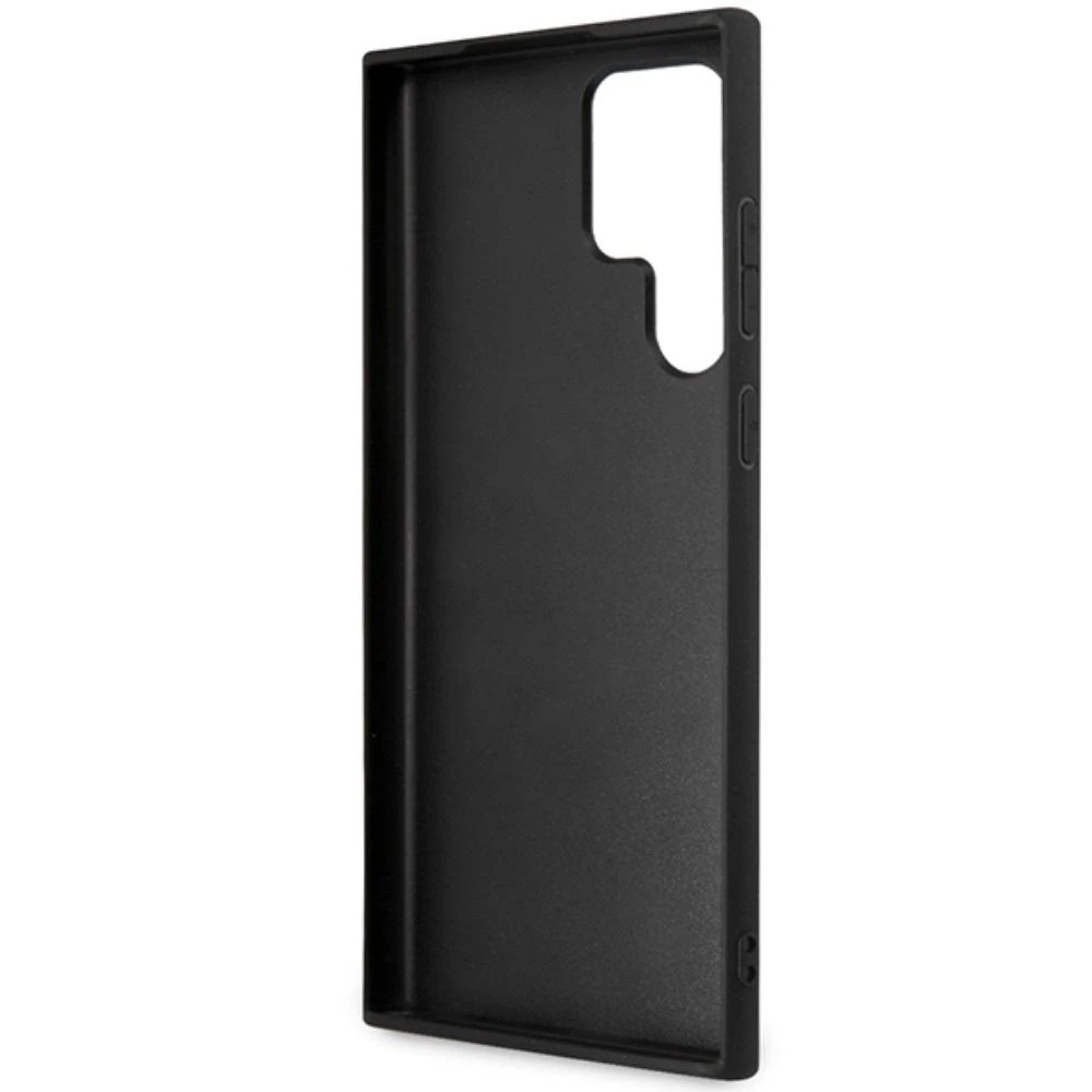 Guess PU 4G Metal Logo dėklas skirtas Samsung Galaxy S23 Ultra rudos spalvos