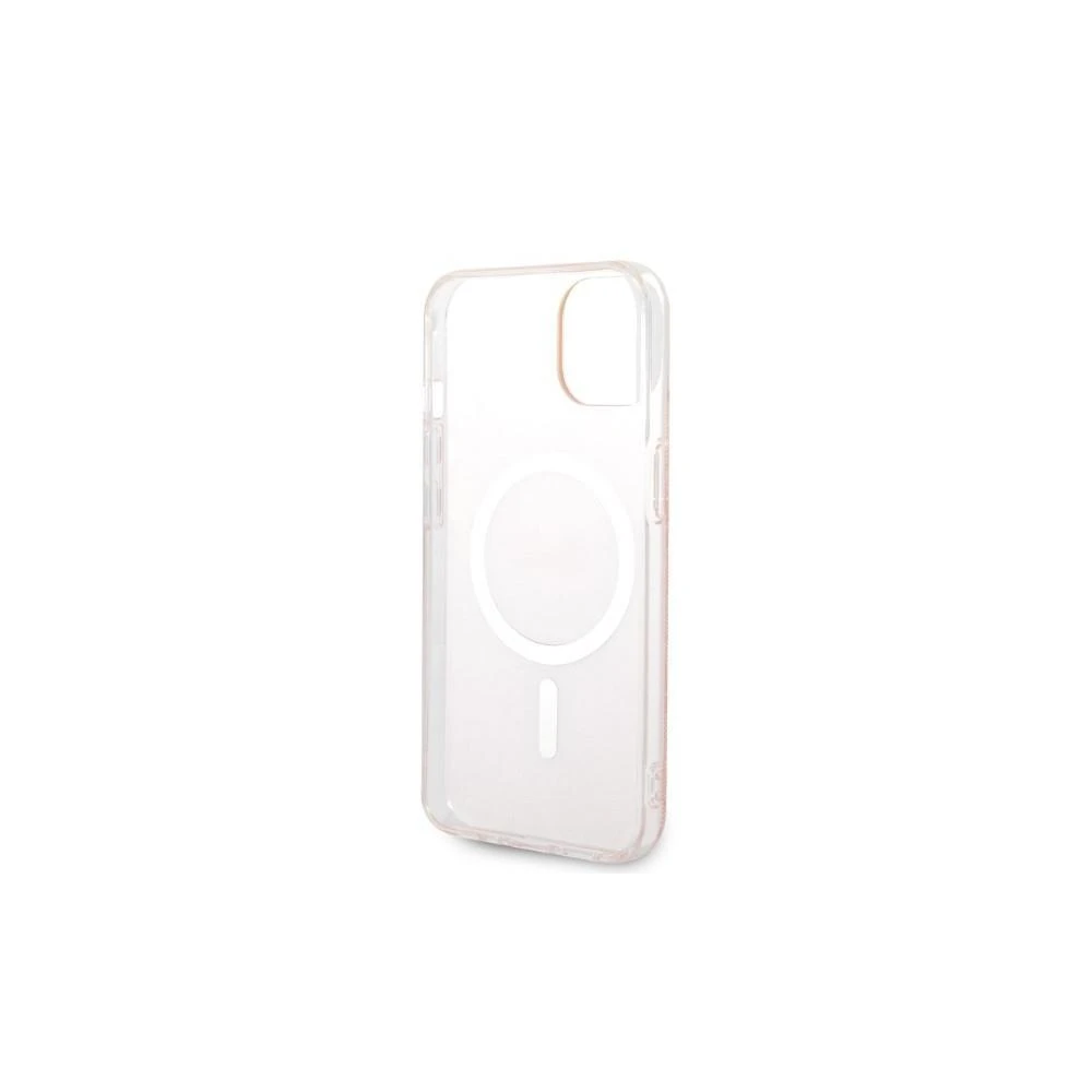 Guess Rinkinys GUBPP14LH4EACSP Dėklas+ Įkroviklis Apple iPhone 14 Pro 6,1″ rožinės spalvos kietas dėklas 4G Print MagSafe