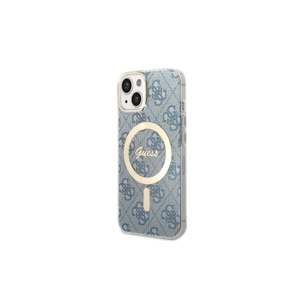 Guess Rinkinys GUBPP14XH4EACSB Dėklas+ Įkroviklis Apple iPhone 14 Pro Max 6,7″ mėlynas kietas dėklas 4G Print M