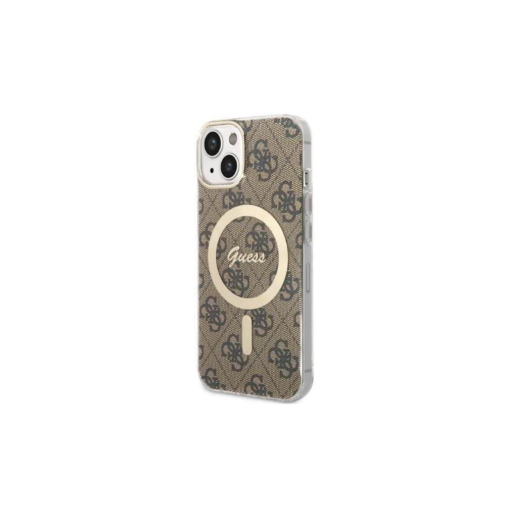 Guess Rinkinys GUBPP14XH4EACSW Dėklas+ Įkroviklis Apple iPhone 14 Pro Max 6,7″ rudos spalvos kietas dėklas 4G Print Ma