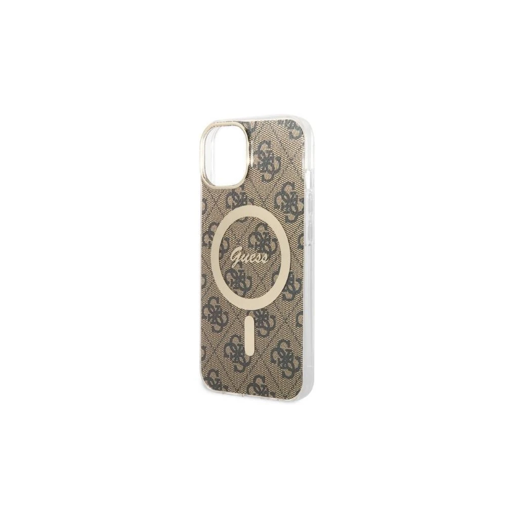 Guess Rinkinys GUBPP14XH4EACSW Dėklas+ Įkroviklis Apple iPhone 14 Pro Max 6,7″ rudos spalvos kietas dėklas 4G Print Ma