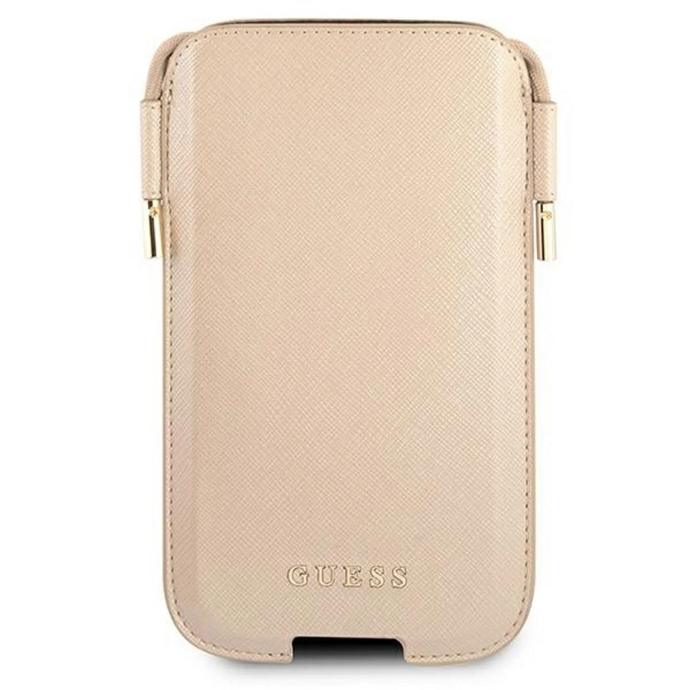 Guess Saffiano Pouch – telefono dėklas S / M max 6.1 (auksinis)