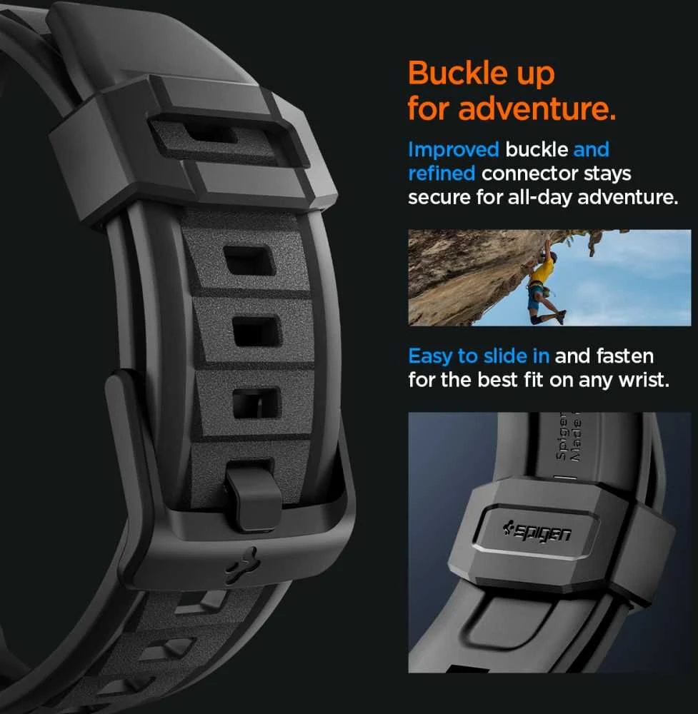 Dėklas Spigen Rugged Ultra apyrankė, matinės juodos spalvos – Apple Watch 49mm/46mm/45mm/44mm/42mm