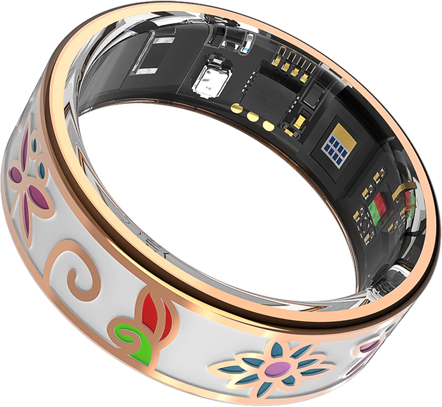 Išmanusis laikrodis „Forever Smartring Botanical SR-101“ rožinio aukso spalvos, 10 dydis